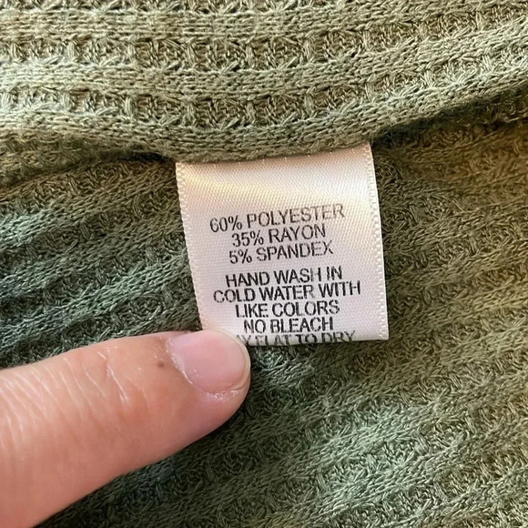 Gibson moss green waffle knit cardigan size xs - Picture 7 of 8